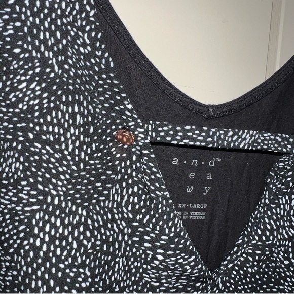 A New Day Black and White Dotted Cap Short Sleeve Blouse Size XX Large - Picture 5 of 7